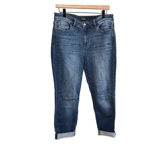 Judy Blue Slim Fit Jeans Dark Wash Size 13/31 Blue Cuffed Stretch Denim